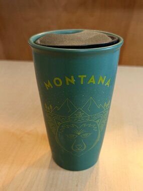 Starbucks Montana The Last Best Place Green Ceramic Tumbler Mug 12oz NEW
